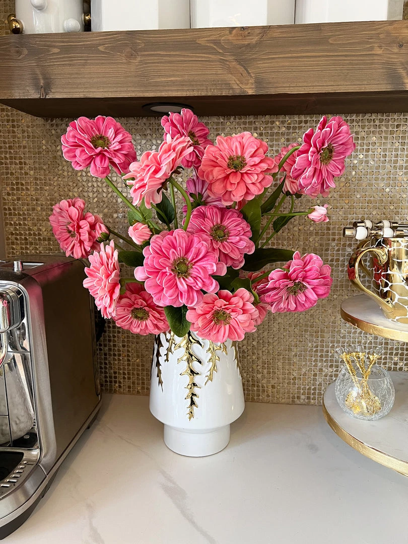 Inspire Me! Home Decor White Ceramic Vase With Gold Vine Design (3 Sizes)