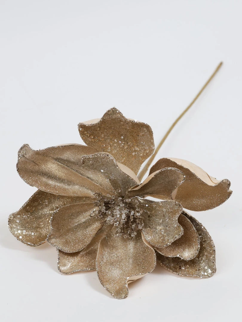 Inspire Me! Home Decor Gold Glittered Magnolia Stem