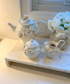 Inspire Me! Home Decor White Floral Tea Set (3 Items) Each Sold Individually KITCHEN