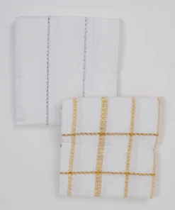 Inspire Me! Home Decor Set Of 2 Metallic Thread Gold Silver Dish Cloths