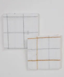 Inspire Me! Home Decor Set Of 2 Metallic Thread Gold Silver Dish Cloths