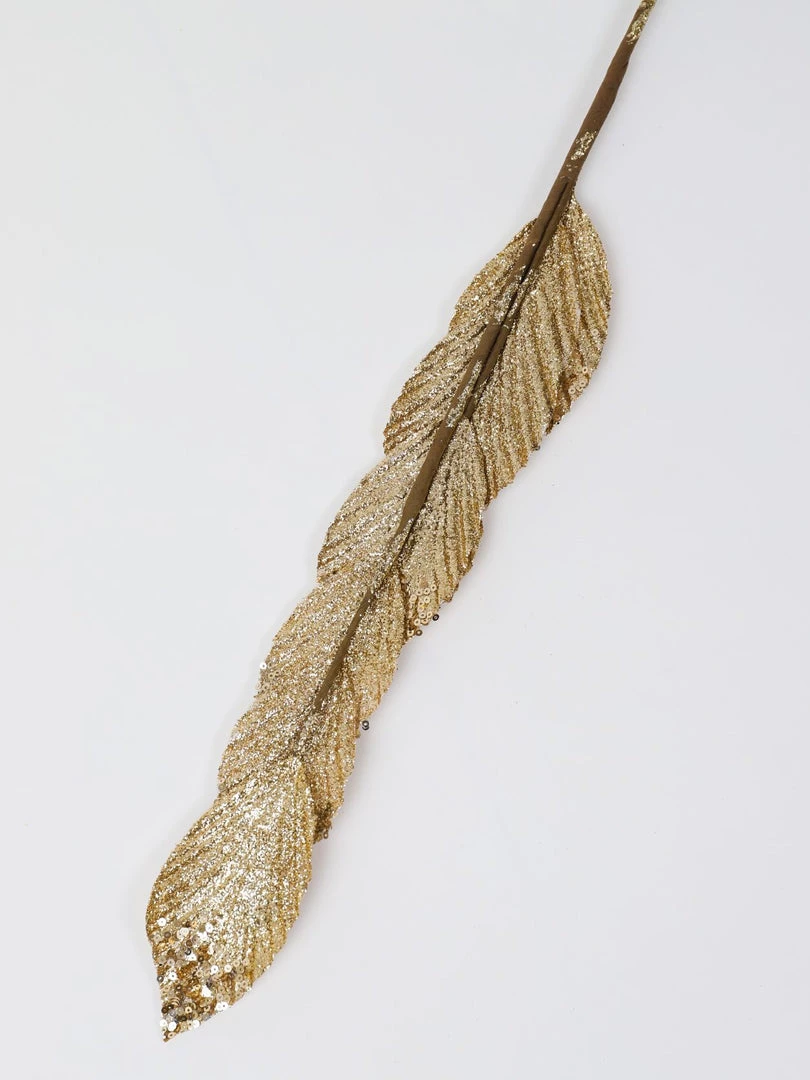 Inspire Me! Home Decor Floral Stems Gold And White Leaf Stem With Bead Detail