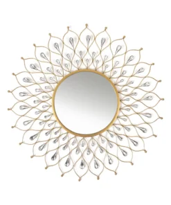Inspire Me! Home Decor Golden Jeweled Sunburst MIrror
