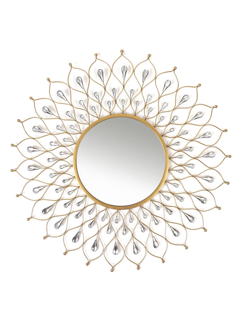 Inspire Me! Home Decor Golden Jeweled Sunburst MIrror