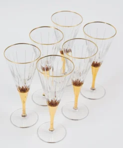 Inspire Me! Home Decor Set Of 6 Gold Stemmed Wine Glasses