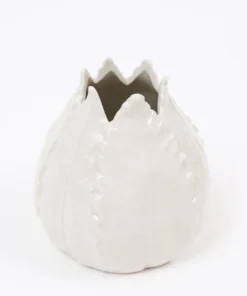 Inspire Me! Home Decor White Ceramic Glazed Leaf Vase