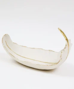 Inspire Me! Home Decor White And Gold Feather Decorative Bowl