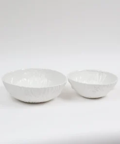 Inspire Me! Home Decor White Ceramic Round Bowl With Detailed Design (2 Sizes)