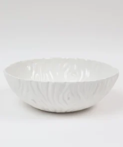 Inspire Me! Home Decor White Ceramic Round Bowl With Detailed Design (2 Sizes)