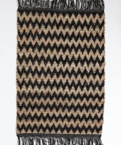 Inspire Me! Home Decor Black And Tan Chevron Fringed Rug PILLOWS, RUGS, & THROWS