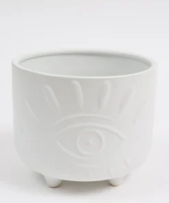 Inspire Me! Home Decor White Ceramic Evil Eye Planter (2 Sizes)