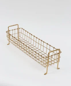 Inspire Me! Home Decor Footed Gold Wired Rectangular Basket (3 Sizes)