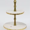 Inspire Me! Home Decor Two-Tiered Marble Cake Stand With Gold Base