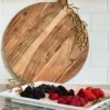 Inspire Me! Home Decor Round Wood Charcuterie Board With Textured Design And Handle " From Pops Of Color Home Collection"
