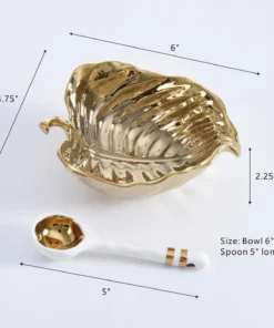 Inspire Me! Home Decor Gold Leaf Snack Bowl And Spoon Set