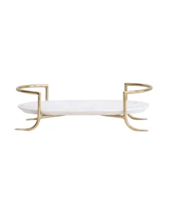 Inspire Me! Home Decor Oval Marble Tray With Gold Handles