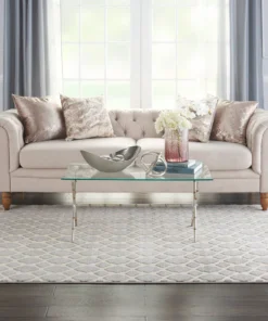 Nourison Joli Area Rug - Grey/Ivory (2 Sizes) PILLOWS, RUGS, & THROWS