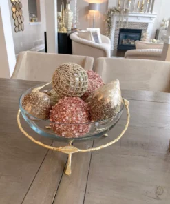 Inspire Me! Home Decor Gold Leaf Detailed Hammered Glass Bowl