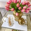 Inspire Me! Home Decor Marble Tray With Gold Branch Textured Handles