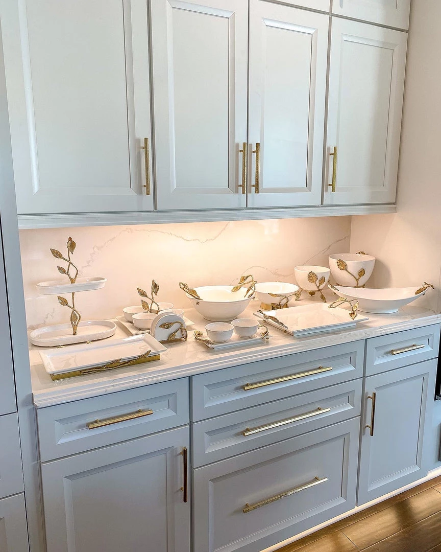 Inspire Me! Home Decor White Ceramic Serving Tray With 4 Bowls And Gold Leaf