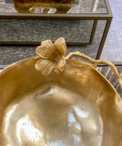 Inspire Me! Home Decor Gold Floral Bowl On Pedestal