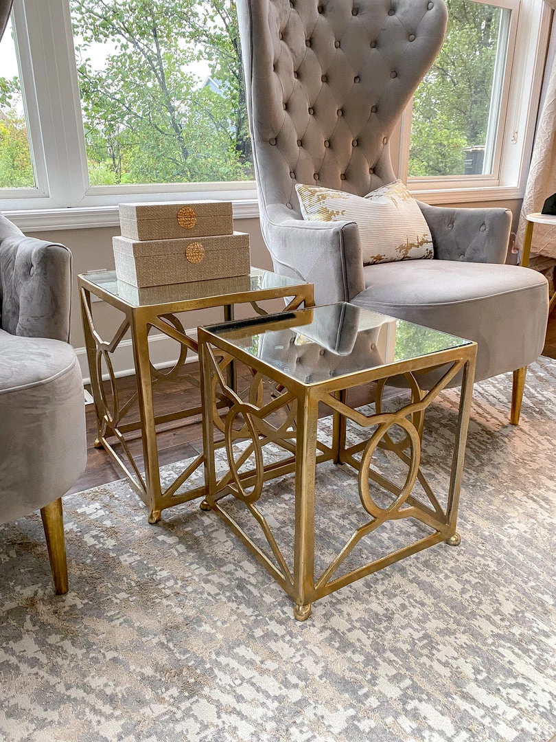 Inspire Me! Home Decor Square Mirror Top Nesting Side Tables Set Of 2