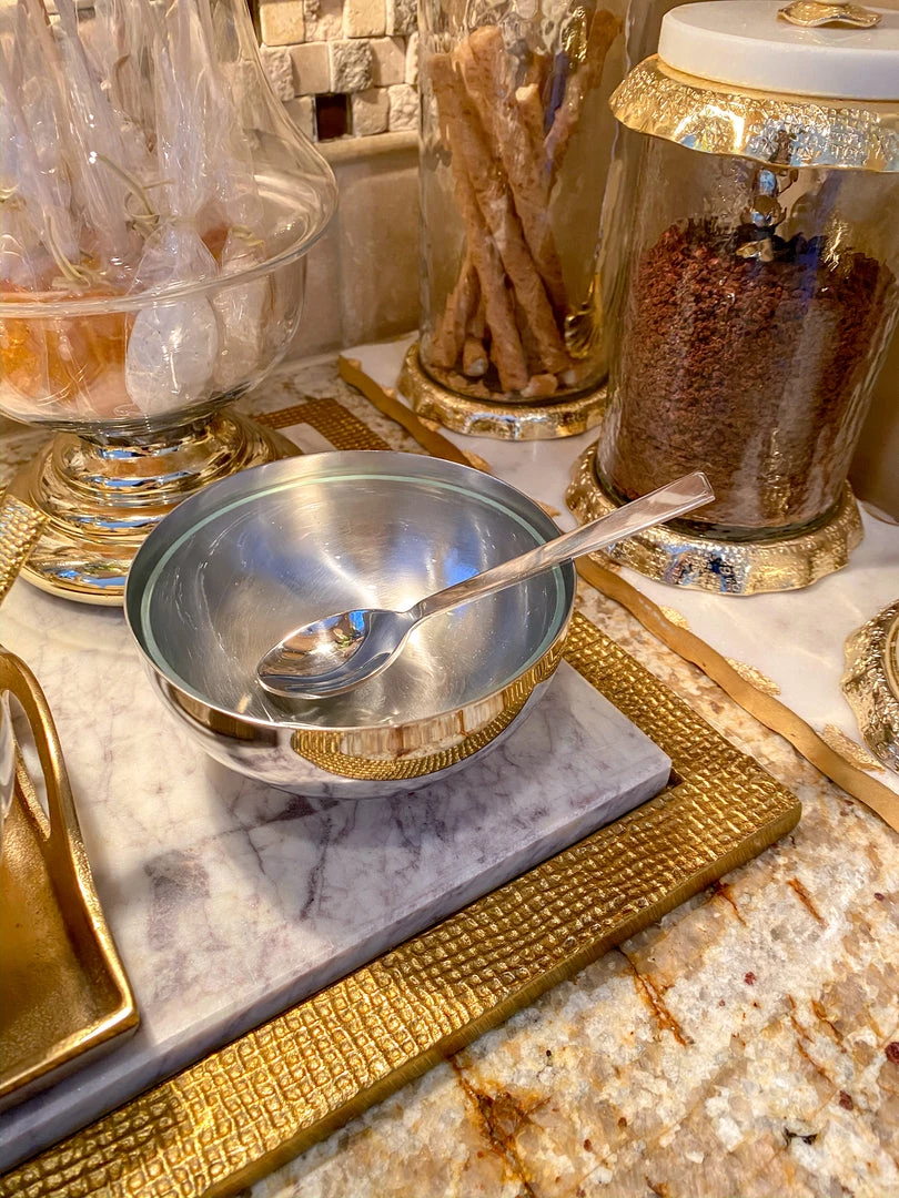 Inspire Me! Home Decor Bowl With Gold Floral Handle