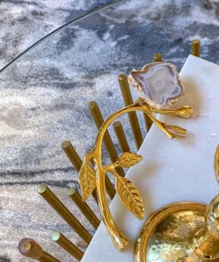 Inspire Me! Home Decor Marble Tray With Gold Agate Handles