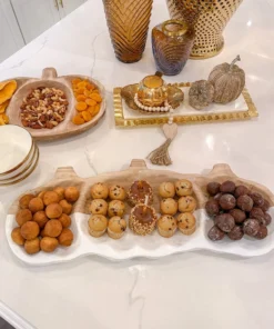 Inspire Me! Home Decor Large White Washed Wooden Pumpkin Tray KITCHEN