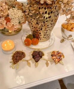 Inspire Me! Home Decor Gold Leaf 3 Section Bowls On Vine Stand