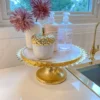 Inspire Me! Home Decor Marble Cake Stand With Ripple Edge (2 Colors) Gold