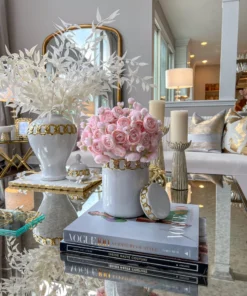 Inspire Me! Home Decor White Ceramic Ginger Jar With Stunning Gold Chain Details (3 Sizes)