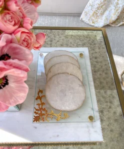 Inspire Me! Home Decor Glass Tray W/ Gold Corner Detail