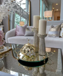 Inspire Me! Home Decor Round Dish With Cover And White Jeweled Flower Details (2 Colors)