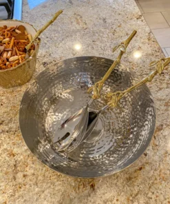 Inspire Me! Home Decor Gold Leaf Design 2-Tone Server Set