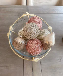 Inspire Me! Home Decor Gold Leaf Detailed Hammered Glass Bowl