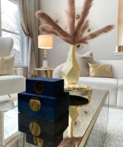 Inspire Me! Home Decor Set Of 2 Velvet Black Boxes With Gold Circle