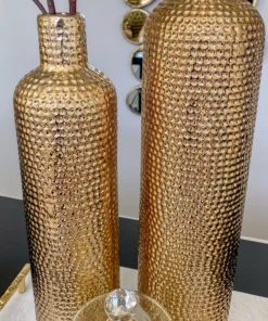 Inspire Me! Home Decor Gold Textured Ceramic Bottle Vases (2 Sizes)