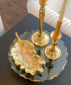 Inspire Me! Home Decor Gold Metal Natural Leaf Dish
