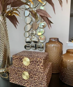 Inspire Me! Home Decor Leopard Print Boxes With Gold Medallion (Set Of 2)