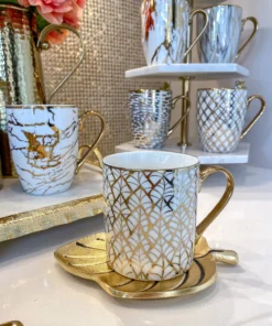 Inspire Me! Home Decor 14 Oz. Detailed Abstract Gold Pattern Print Mugs (6 Designs)