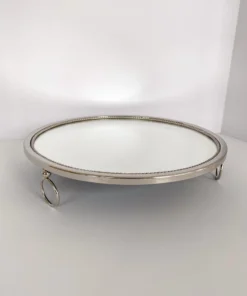 Inspire Me! Home Decor Silver Circle Mirror Tray W/ Circle Feet