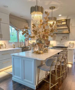 Inspire Me! Home Decor Extra Tall Gold Leaf Stem With Faux Snow