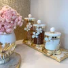 Inspire Me! Home Decor Hammered Glass Canister With White Jeweled Flower Details (3 Sizes) Gold