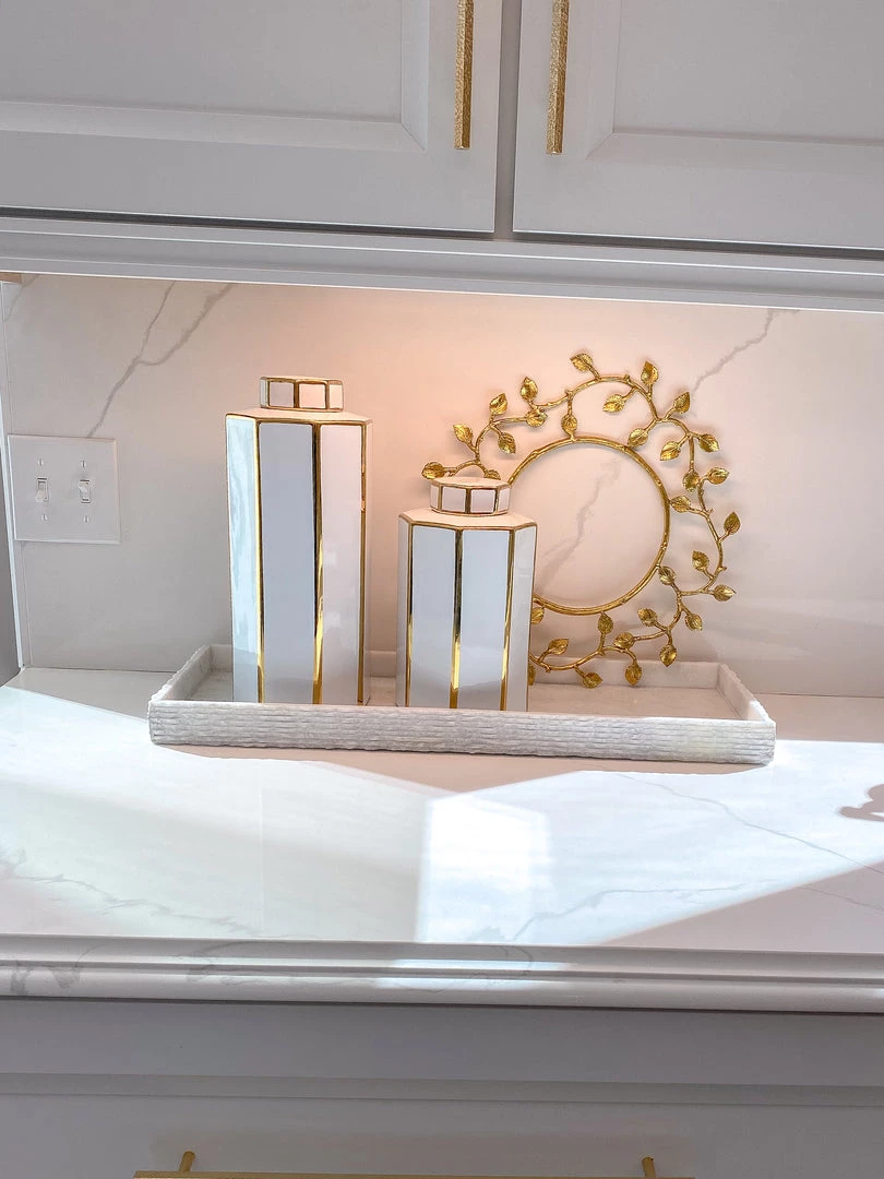 Inspire Me! Home Decor Gold And White Jar With Lid (2 Sizes)