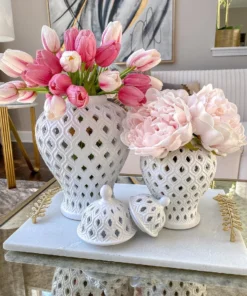 Inspire Me! Home Decor Extra Mini/Miniature White Ginger Jar