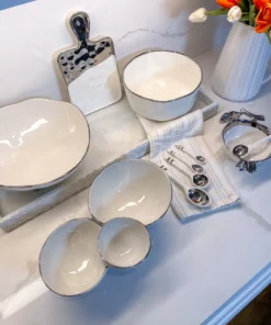 Inspire Me! Home Decor Silver And White 3 Section Serving Bowls