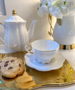 Inspire Me! Home Decor Set Of 2 White & Gold Tea Set