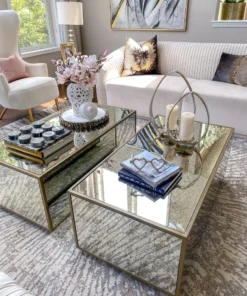 Inspire Me! Home Decor Round Marble Tray With Silver Floral Edge