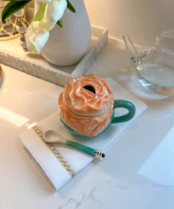 Inspire Me! Home Decor KITCHEN Rose Shape With Mug With Lid And Spoon